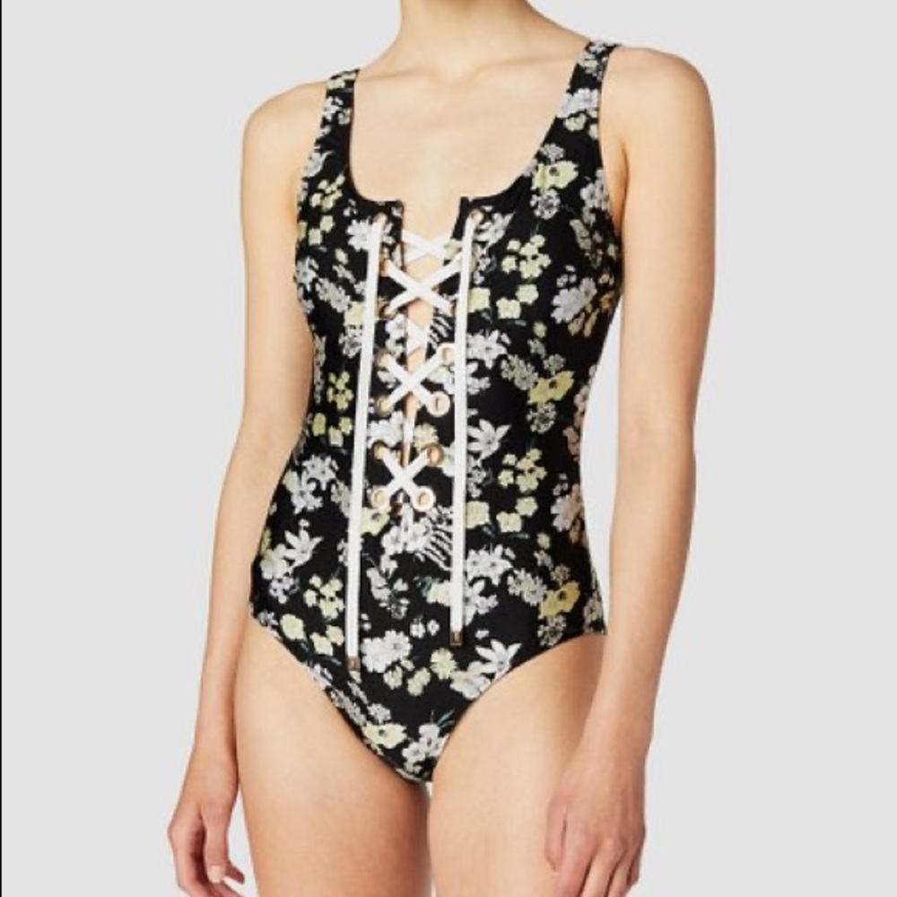 NWT | Derek Lam 10 Crosby | Floral Lace-Up One Piece Swimsuit